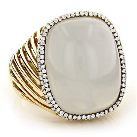 Moonstone Jewelry 14K Diamond White Moonstone Ring 17 2 Gemstone