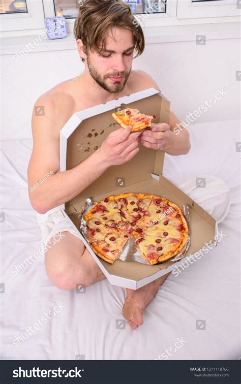 Guy Naked Covered Pizza Box Sit Stock Photo 1211118766 Shutterstock