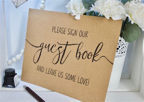Printed Rustic Wedding Guest Book Sign Please Sign Our Guest Etsy