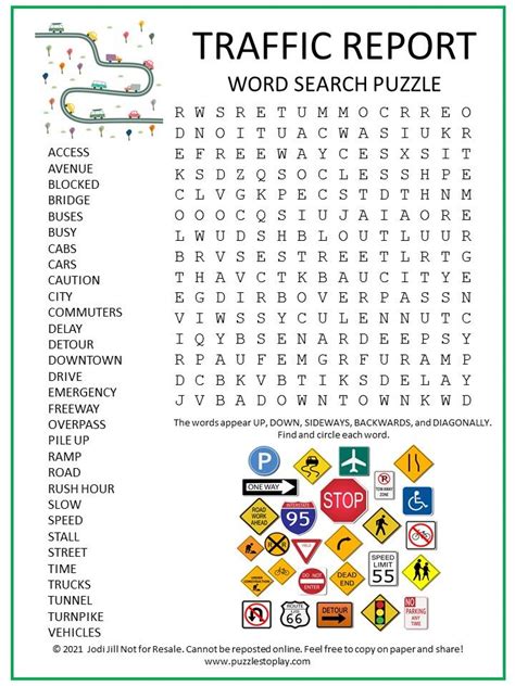 Traffic Report Word Search Puzzle Puzzles To Play In 2022 Word