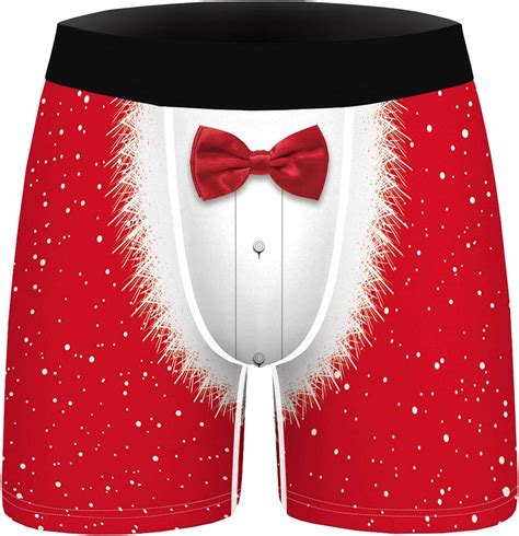 feeshow red mens flannel christmas santa claus costume holiday boxer shorts uk clothing
