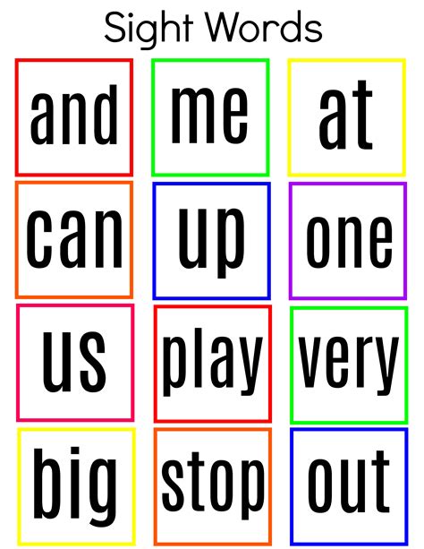 Common Sight Words Printable Kindergarten To Grade One — Thrifty