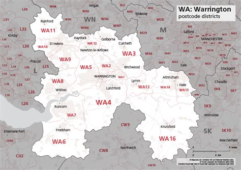 Map Of Wa Postcode Districts Warrington Maproom