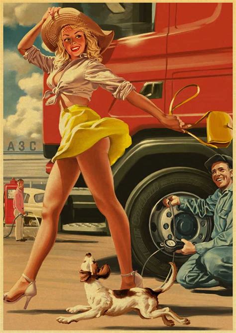 World War Ii Sexy Pin Up Girl Retro Poster Kraft Hot Sex Picture