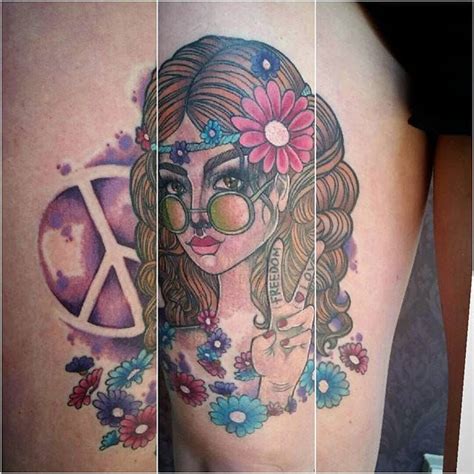 Hippy Girl By Megan Rose Girly Sleeve Tattoo Sleeve Tattoos Hippie Girl Tattoos I Tattoo