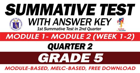 GRADE SUMMATIVE TEST With Answer Key Modules ND QUARTER DepEd Click