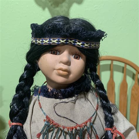 Crimson Collection Native American Indian Girl Porcelain Doll 21 Inch Vintage Ebay