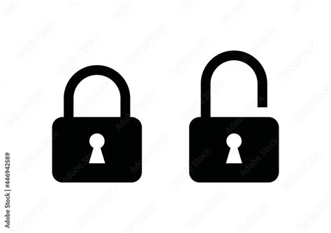 Lock Unlock Icon Set Black Color Isolated On White Background Flat