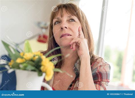 Portrait Of Pensive Mature Woman Stock Image Image Of Thinking
