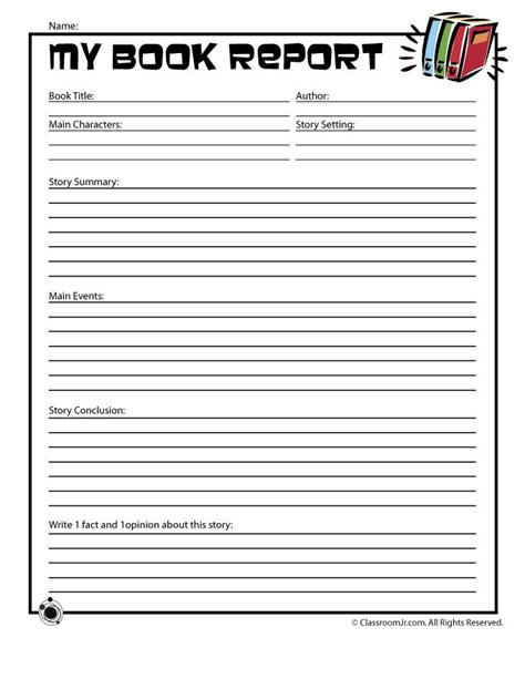 Easy Book Report Form For Young Readers Book Report