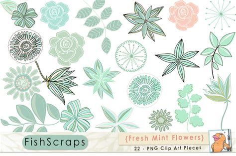 This background color is mint green. Mint Green Flower ClipArt - Clip Art ~ Illustrations on ...