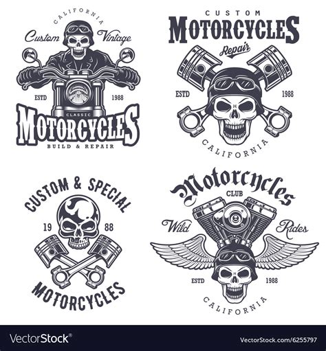 Set Of Vintage Motorcycle Emblems Royalty Free Vector Image