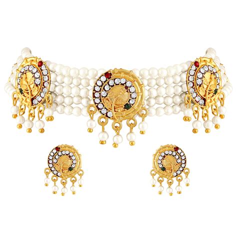 buy asmitta traditional meenakari work gold plated choker style pearl