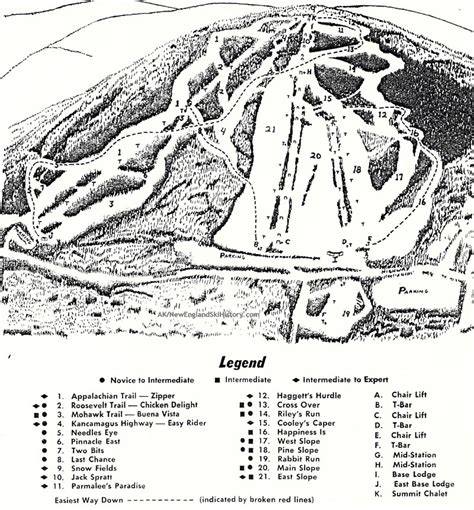 Pleasant Mountain Trail Map Circa 1970s Or Early 1980s New England
