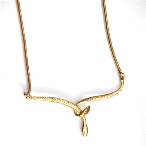 Snake Necklace Interlocking Serpents On Gold Snake Chain Cleopatra