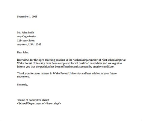 Free 8 Sample Rejection Letter After Interview In Pdf Ms Word