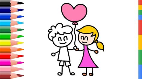 Drawing And Coloring Pages Boy And Girl For Kids How To Draw Boy And