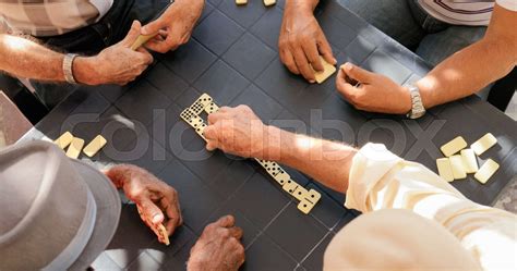 Elderly People Old Men Playing Domino For Fun Stock Image Colourbox