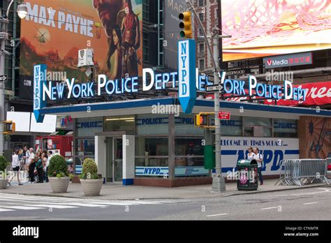 The New York Police Department Station In Times Square Part Of The