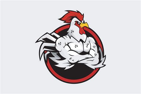 Muscle Rooster Chicken Mascot Logo 21572231 Vector Art At Vecteezy
