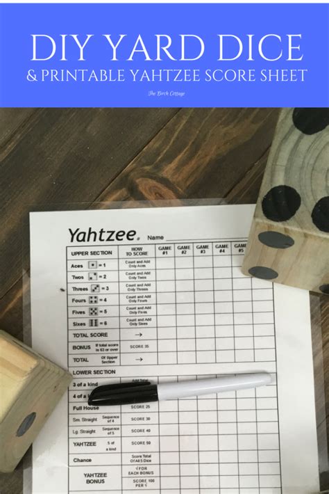 Diy Yard Dice With Free Printable Yahtzee Score Sheets The Birch Cottage