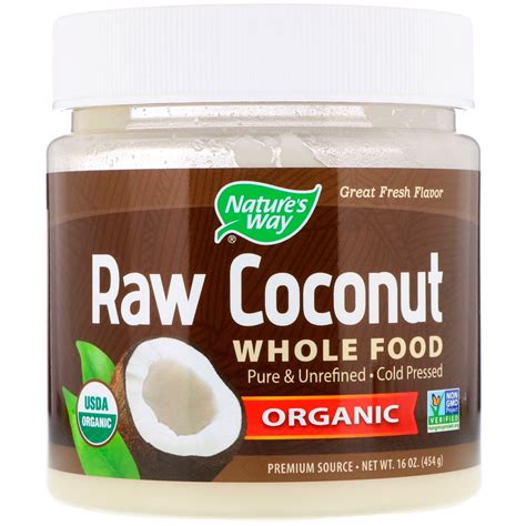 Natures Way Organic Raw Coconut Whole Food 16 Oz 454 G By Iherb