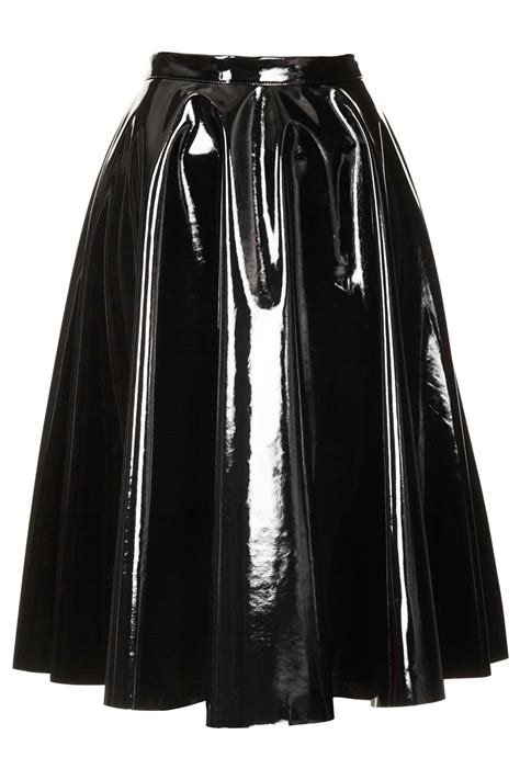 Lyst Topshop Vinyl Calf Skater Skirt In Black
