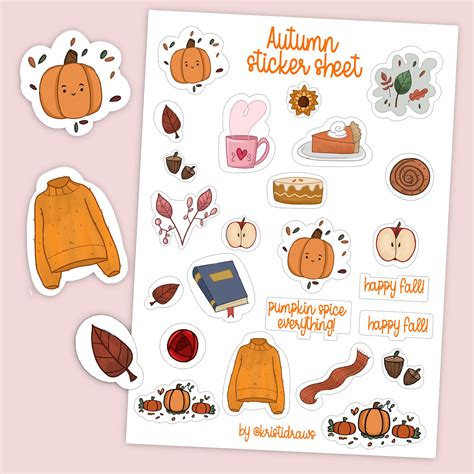 Autumn Sticker Sheet Bullet Journal Stickers Planner Etsy Autumn