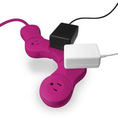 Quirky Pivot Power Junior 4 Outlets Power Strip W Surge Protector Pink