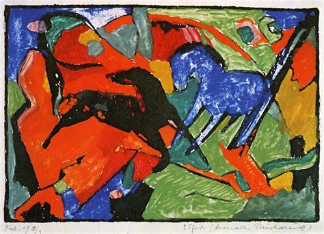 Two Horses 1911 1912 Painting Franz Marc Oil Paintings