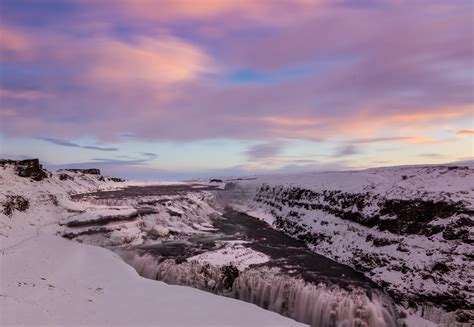 Wallpaper Waterfall Ice Snow Sunset Sky Winter Hd Widescreen