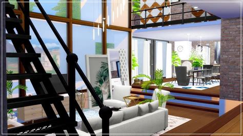 Modern beach house design consists of a light source, circulation, spacious room, and the right furniture to create the best summer holiday refuge. The Sims 4 | Industrial Modern Loft House | House Speed ...