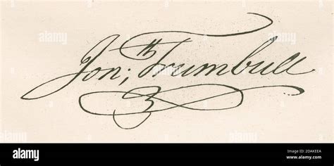 Antique C1860 Engraving Facsimile Signature Of Jonathan Trumbull
