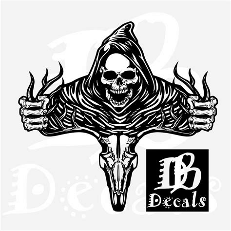 Deer Skull Bone Hunting Buck Grim Reaper Car Truck Window Vinyl Decal