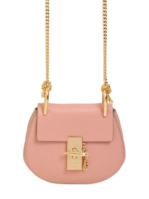 Chloé Nano Drew Grained Leather Shoulder Bag In Pink Lyst