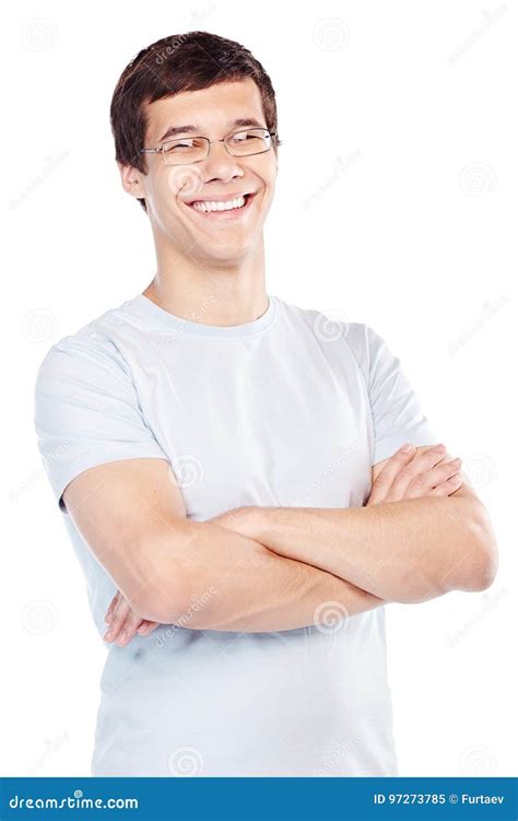 Smiling Guy With Crossed Arms Stock Image Image Of Arms Isolated