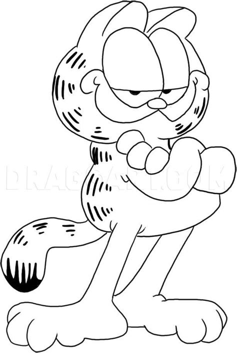 How To Draw Garfield Step By Step Drawing Guide By Dawn Cartoon Coloring Pages Coloring