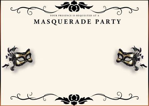 Free Printable Masquerade Invitations Template
