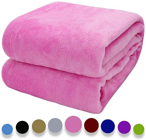 Howarmer Exquisite Fuzzy Blanket Pink Throw Blankets All Season Light