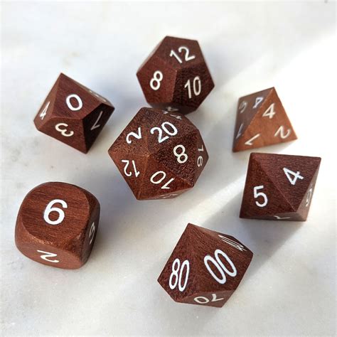 Red Sandalwood Wood Dnd Dice Set Polyhedral Dice Dandd Dice Etsy