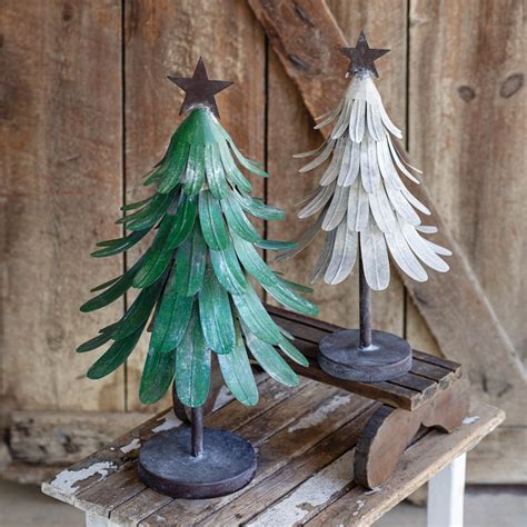 Small Metal Tabletop Christmas Trees, Set of Two  Metal Christmas Trees
