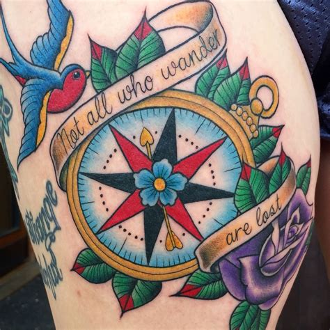 Neo Traditional Compass Tattoo By Sammysurjaytattoo
