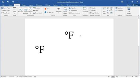 How To Type Degrees Fahrenheit Symbol In Word Youtube