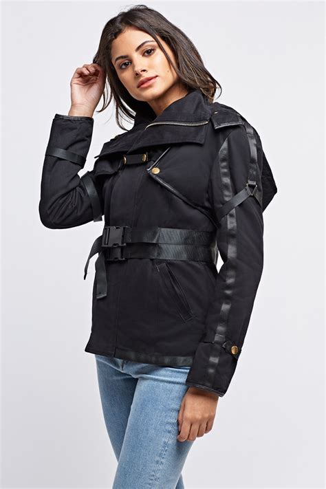 Black Detachable Sleeves Jacket Just 6