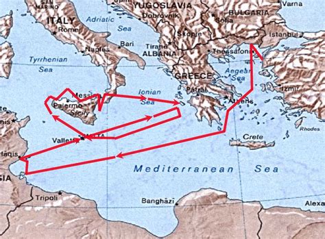 The Journey Of Odysseus Map