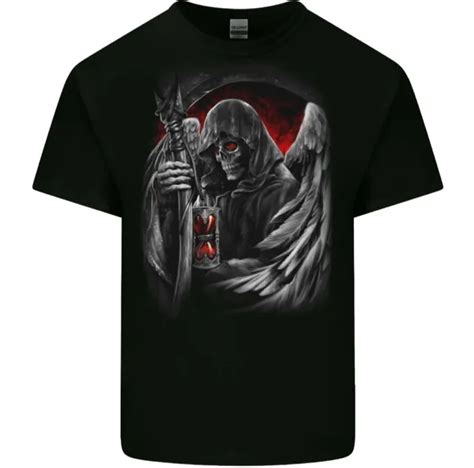 The Grim Reaper With A Scythe T Shirt Demon Skull Biker Gothic Heavy