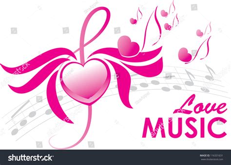 Love Music Heart Wings Note And Treble Clef Vector