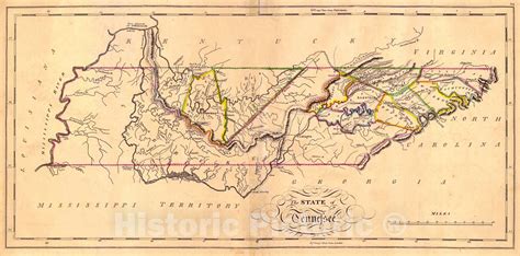Historic Map 1818 The State Of Tennessee Vintage Wall Art In 2021