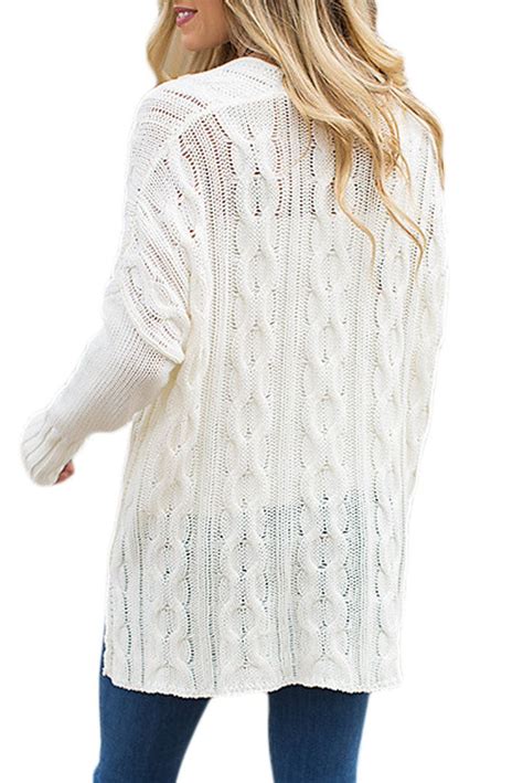 Cotton White Oversized Cozy Up Knit Sweater Mb27681 1