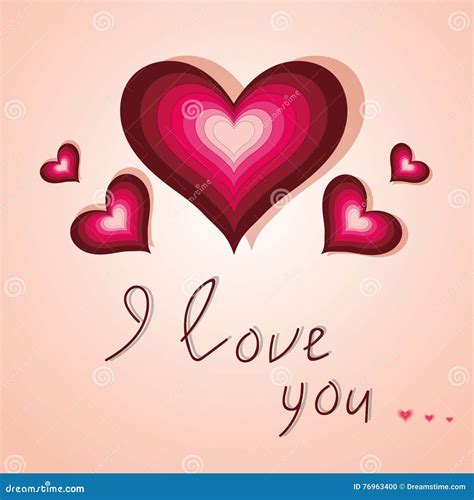 Card with Heart I Love You on Light Pink Background Stock Illustration